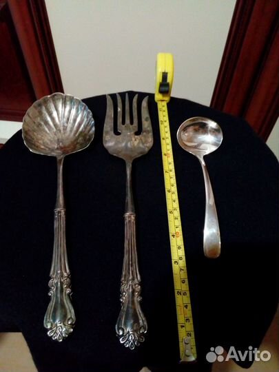 Старинные ложки и вилка, мельхиор epns