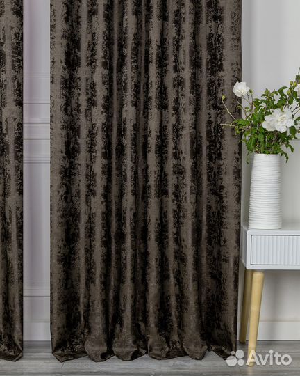 Комплект Шторы + Тюль Зарина Шоколадный и Вуаль
