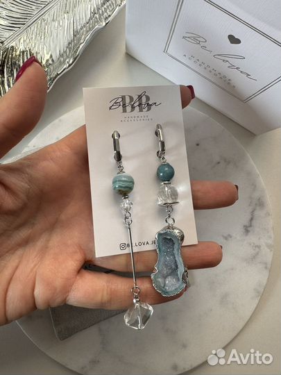 Серьги друза агата