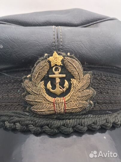 Фуражка морская капитанская кожаная
