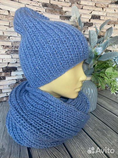 Комплект шапка и снуд женский