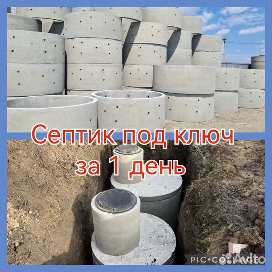 Кольца бетонные, крышки, днища. Септик *под ключ*