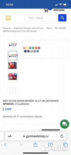 Мяч гимнастический 16 + скакалка