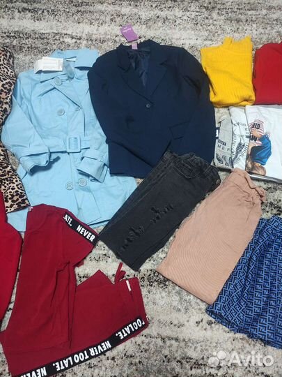 Одежда для девочки пакетом 128-134 джинсы платье