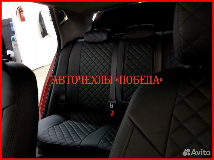 Чехлы Kia Ceed 2 из экокожи чёрные Ромб