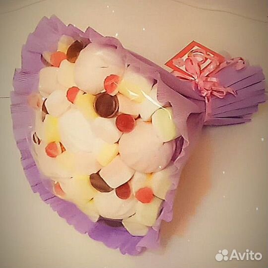 Букет из зефира, маршмеллоу, меренги