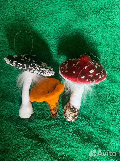 Грибы,ватная ёлочная игрушка