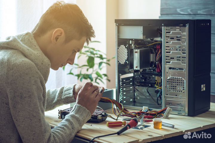 Ремонт и настройка компьютеров, чистка, выезд