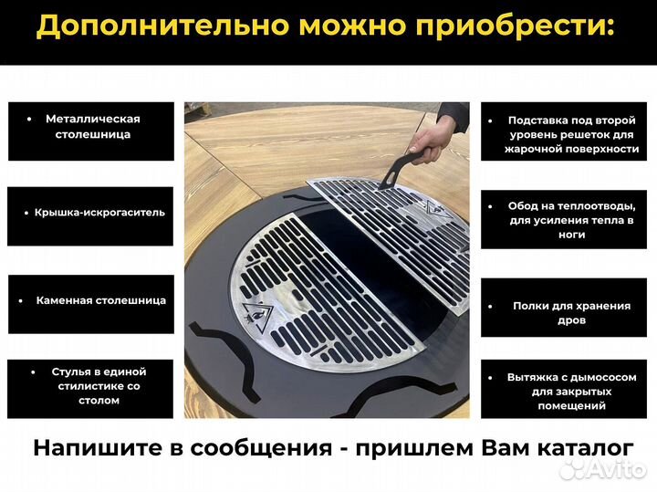 Стол с очагом, барбекю все размеры