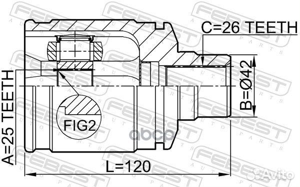 ШРУС внутренний перед прав mazda MX-6 GE 19