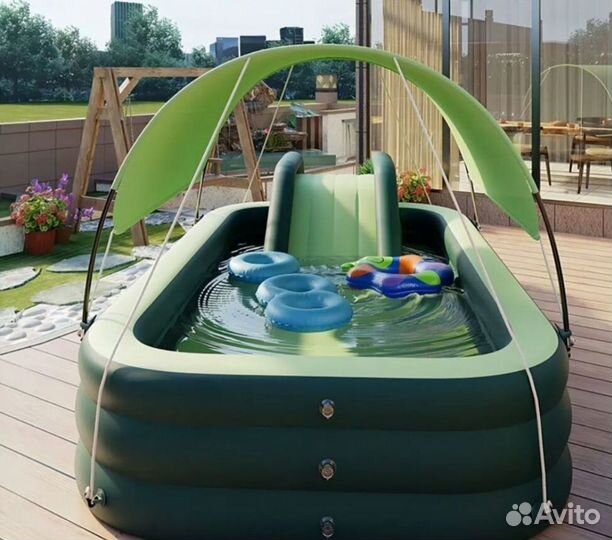 Надувной бассейн с горкой