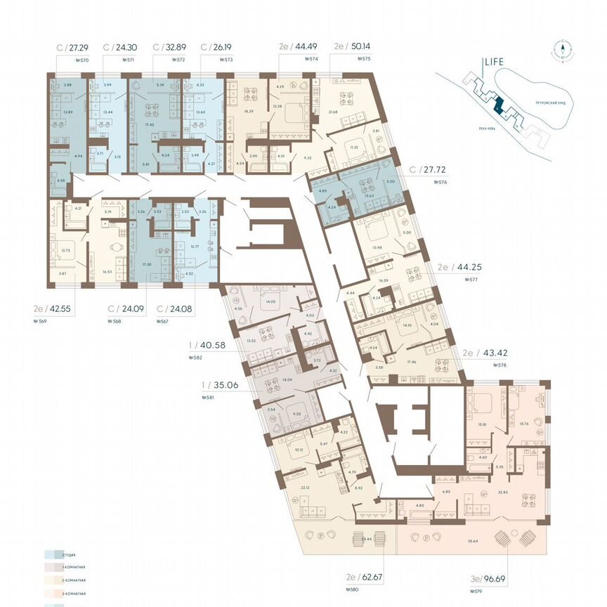 Апартаменты-студия, 24,8 м², 8/8 эт.