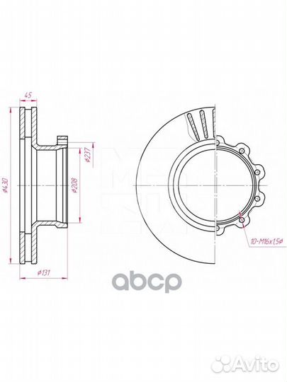 Диск торм 430/208x45/131 10n-237-M16x1.5 Scani