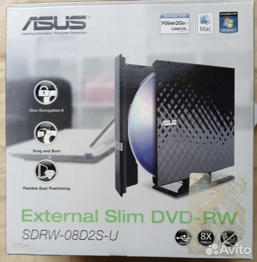 Внешний DVD-RW asus sdrw-08d2s-u