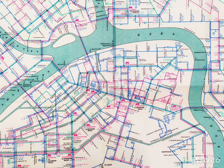 Ленинград карта 1974г план старинная Петербург