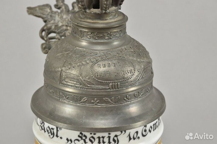 Шикарная пивная кружка с оловянной крышкой.Германи