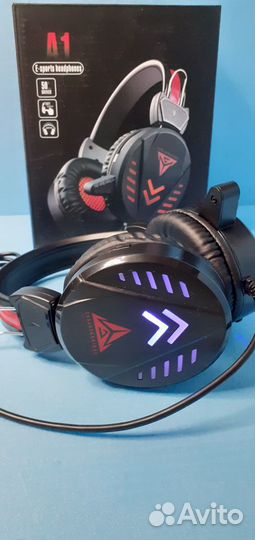 Наушники игровые Cyber A1 Подсветка Микрофон 2Jack