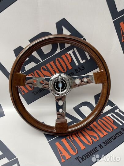 Спортивный руль в хроме (с деревом) для ваз