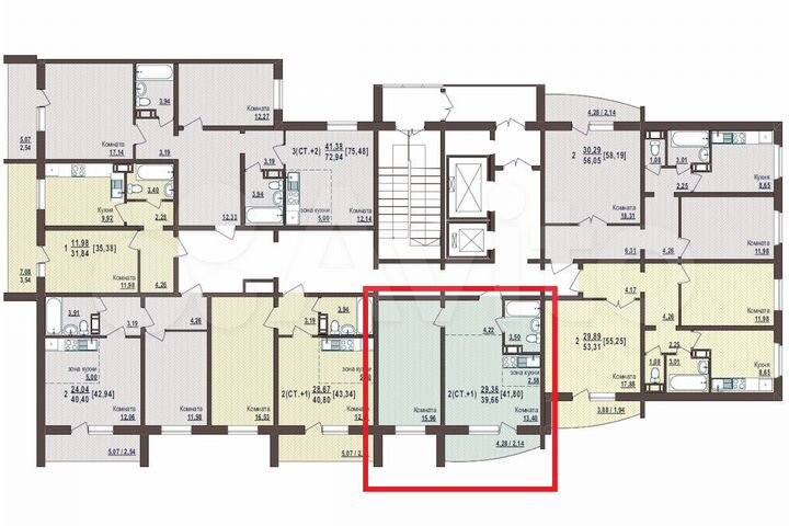 2-к. квартира, 41,8 м², 4/18 эт.