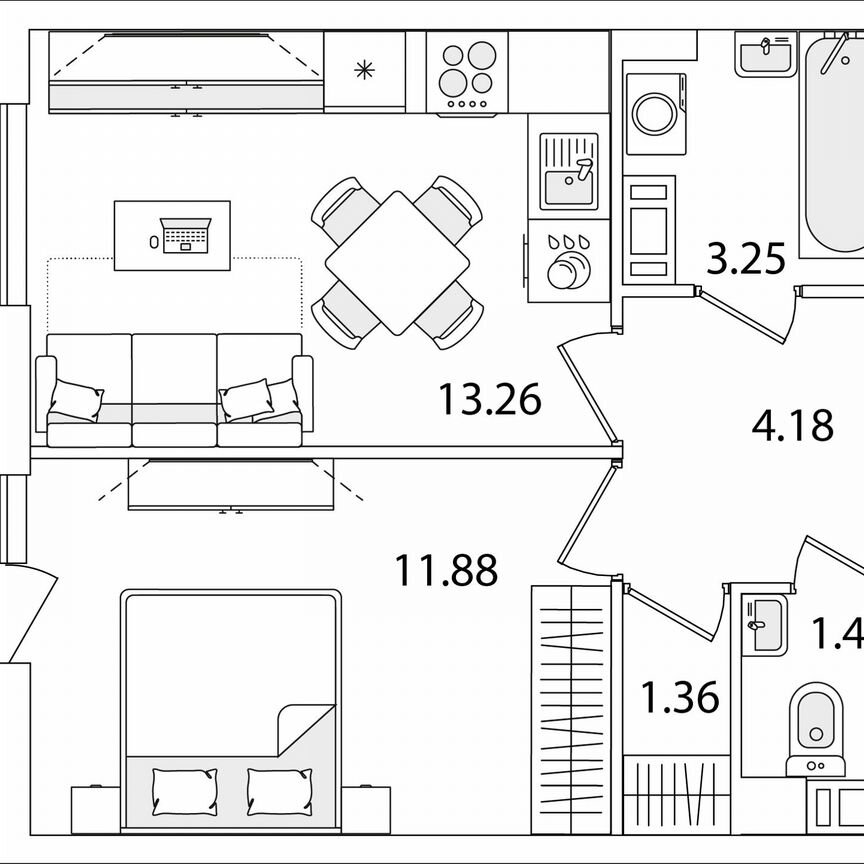 1-к. квартира, 36,8 м², 7/9 эт.