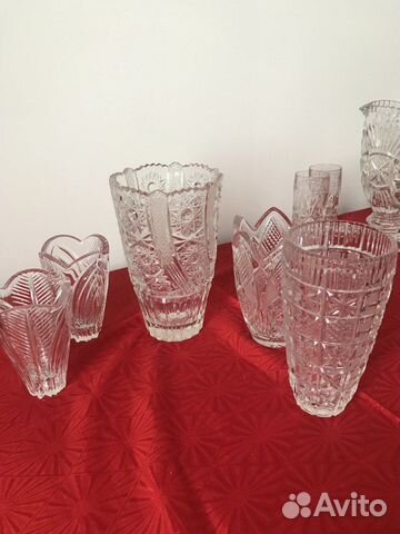 Хрустальная ваза для цветов, рюмки