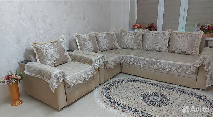 Угловой диван и кресло (бу)