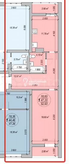 1-к. квартира, 53 м², 14/19 эт.