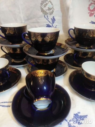 Чайные тройки, чайные и кофейные парыЛфз.Кобальт