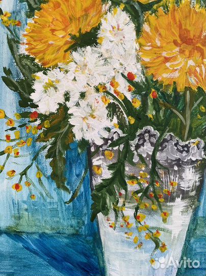 Картина гуашью хризантемы