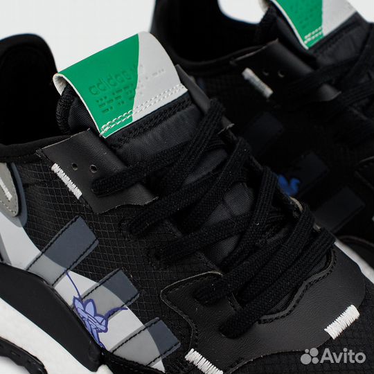 Кроссовки Adidas Nite Jogger Black Green/Grey Logo