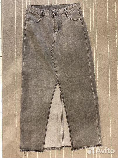 Джинсовая юбка миди макси 48 50