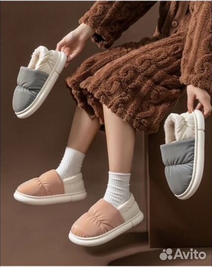 Теплые тапочки для дома и улицы