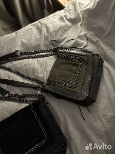 Сумка кожаная замшевая