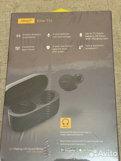 Продам новые наушники Jabra Elite 75t