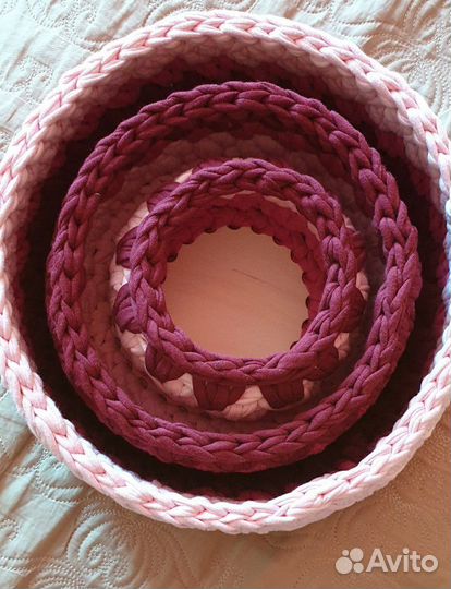 Трикотажные корзинки ручной работы