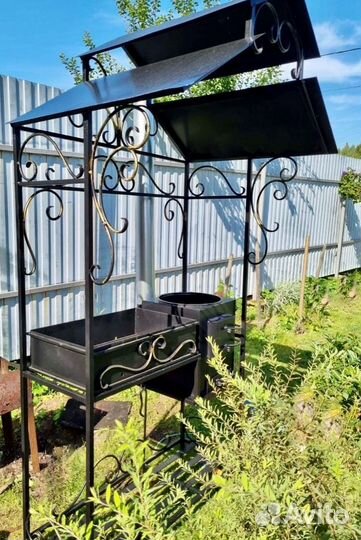 Мангал с крышей и печкой