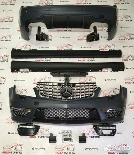 Обвес Мерседес С63 AMG W204 GT темные насадки