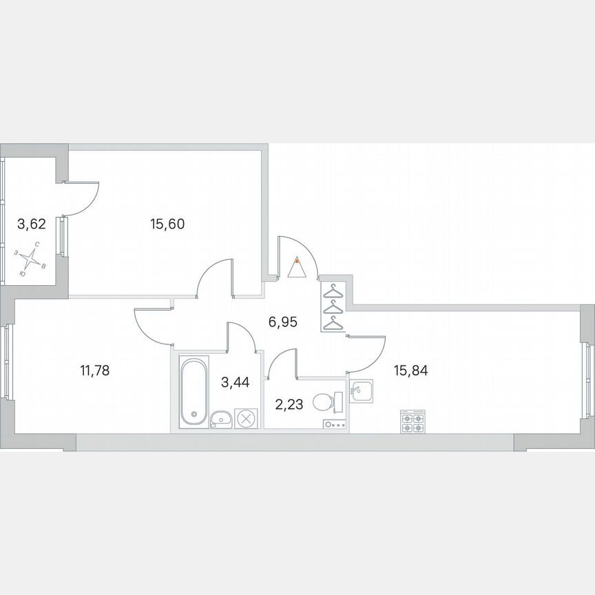 2-к. квартира, 57,7 м², 1/4 эт.