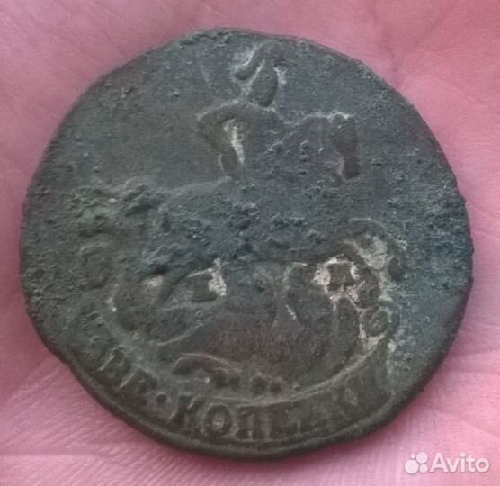 2 копейки 1778 перечекан с крест. пятака