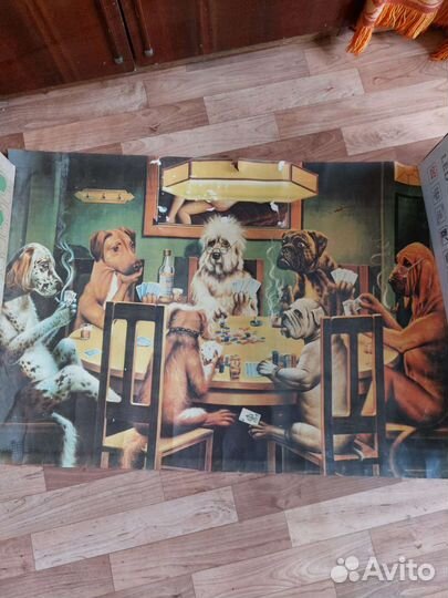 Плакат собаки играют в карты