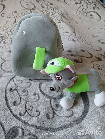 Детский плюшевый рюкзак щенячий патруль Рокки