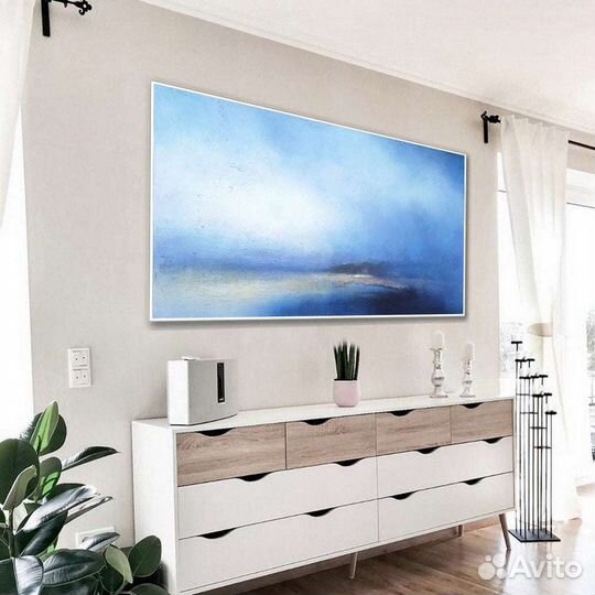 Картина маслом на холсте синяя абстракция