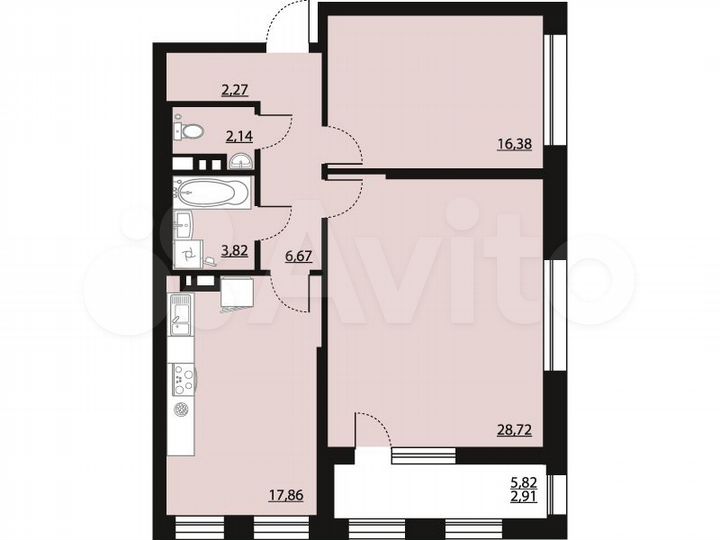 2-к. квартира, 80,8 м², 10/23 эт.