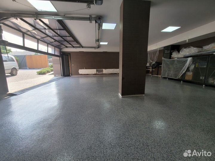 Полимерный наливной пол для цеха склада гаража