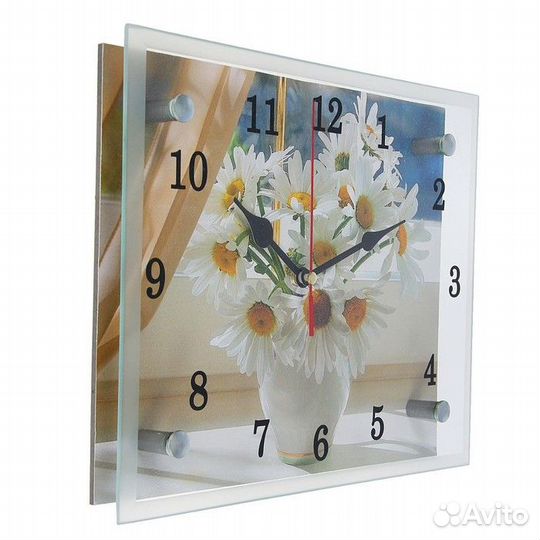 2 шт. Часы-картина настенные, интерьерные 'Ромашки', бесшумные, 25 х 20 см