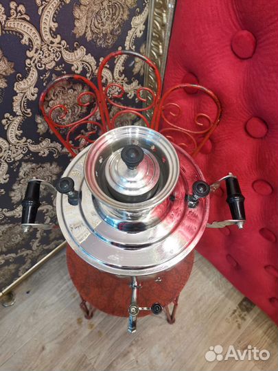 Самовар полный комплект угольный старинный Листья