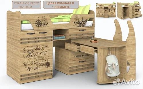 Кровать - чердак и шкафы