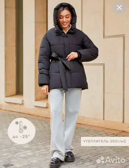Пуховик с ремнем