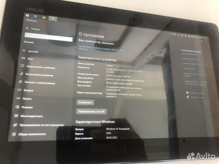 Планшет Asus T100TA Windows 10