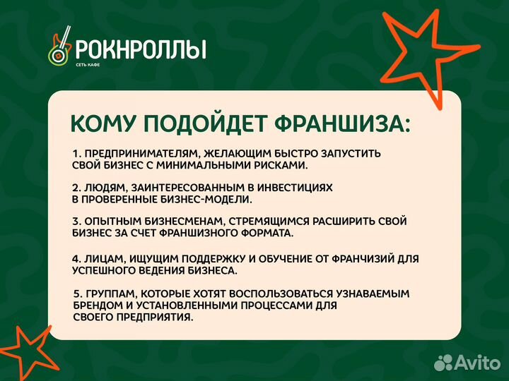 Франшиза готового бизнеса роллов и пиццы Рок-н-Рол